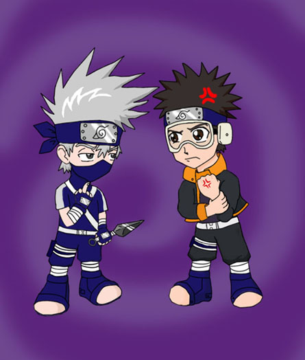 Angry Obito and Kakashi chibis by ShadowDragonBoss