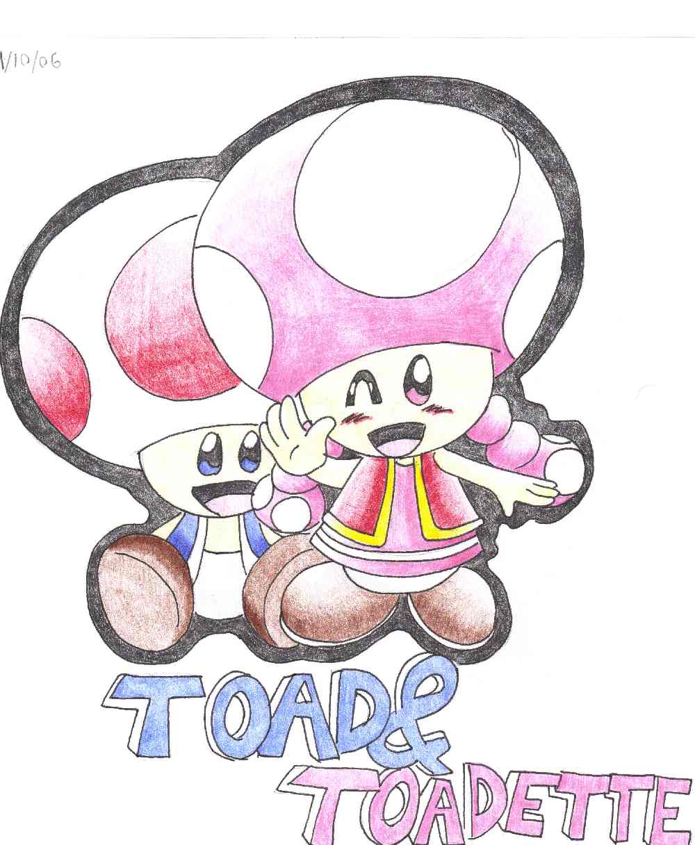 Toad &amp; Toadette (gift for sillysimeongurl) by ShadowLink_350
