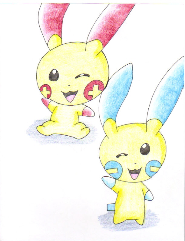 Plusle and Minun by ShadowLink_350