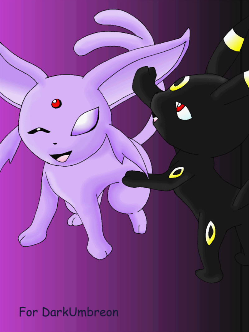 Playful Umbreon and Espeon (RQ for DarkUmbreon) by ShadowLink_350