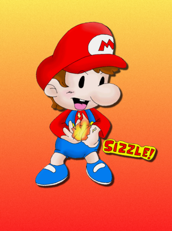 Fire Baby Mario (colored) by ShadowLink_350
