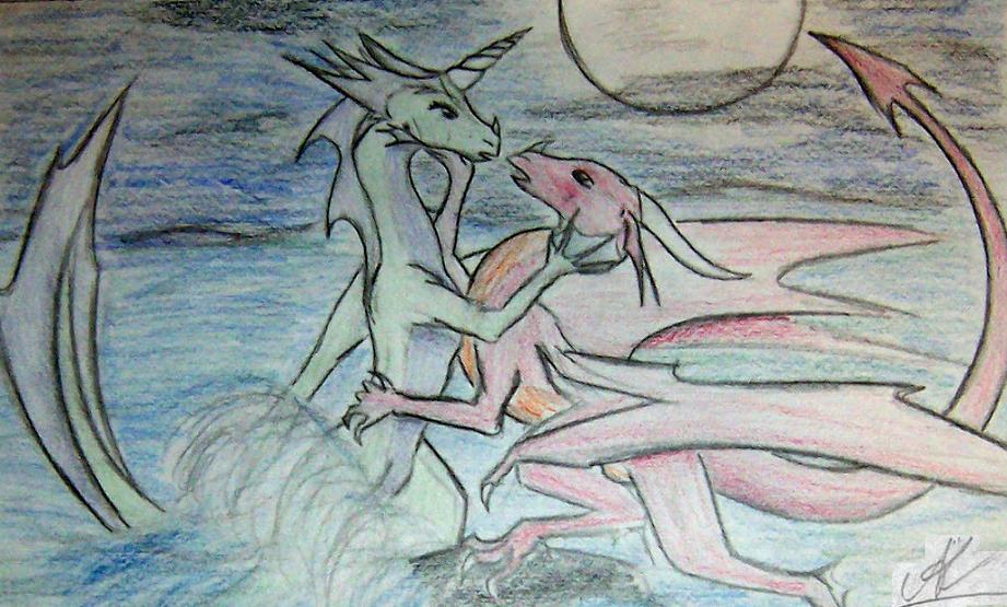 Sea Side and Fireside a Dragon's Kiss (contest entry) by ShadowMantis