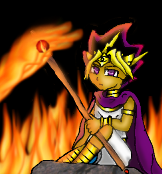 Pharaoh chibi with fire by Shadow_of_the_doubt_Dechibinat