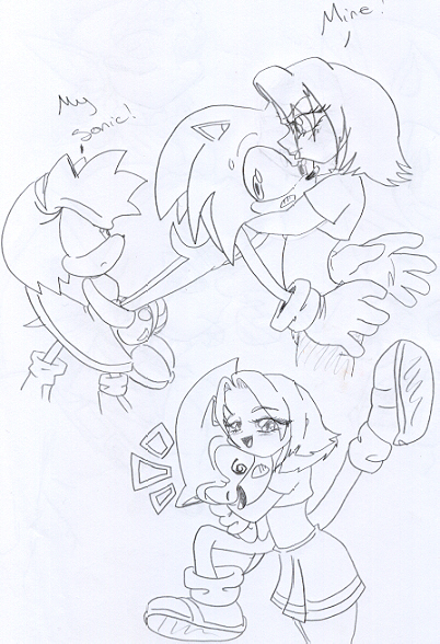 Tina Armstrong, Amy Rose, and Sonic. by Shadow_the_Hedgehog_4ever