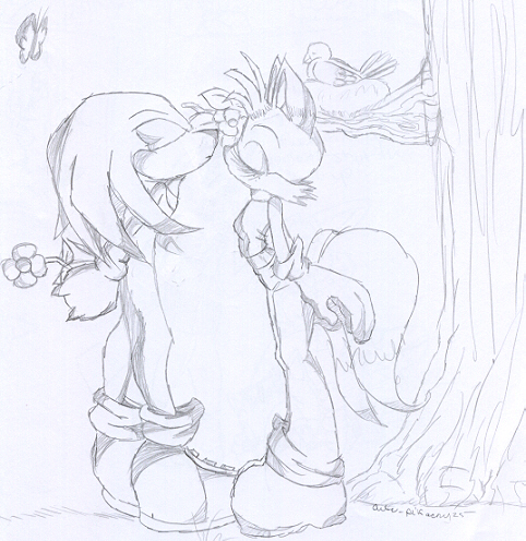 Lara Fox and Knuckles by Shadow_the_Hedgehog_4ever