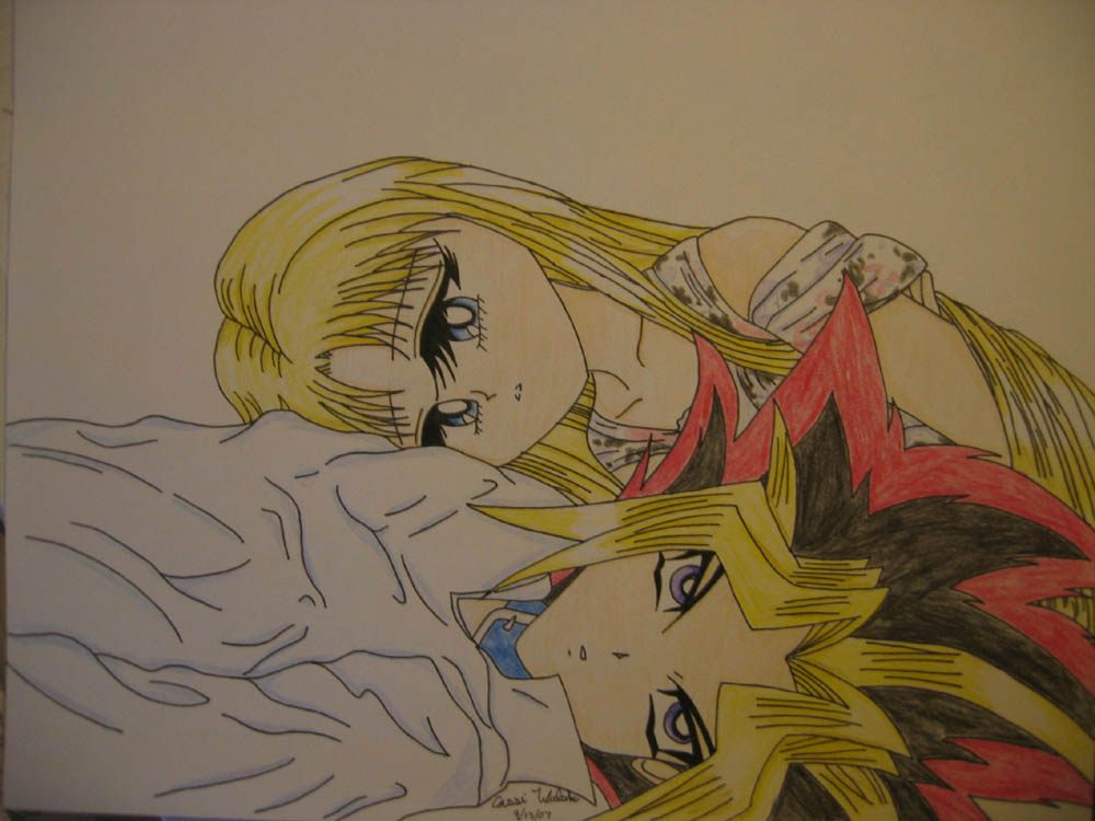 Maria and Yugi - I Love You(colored pencil) by Shadowlover8