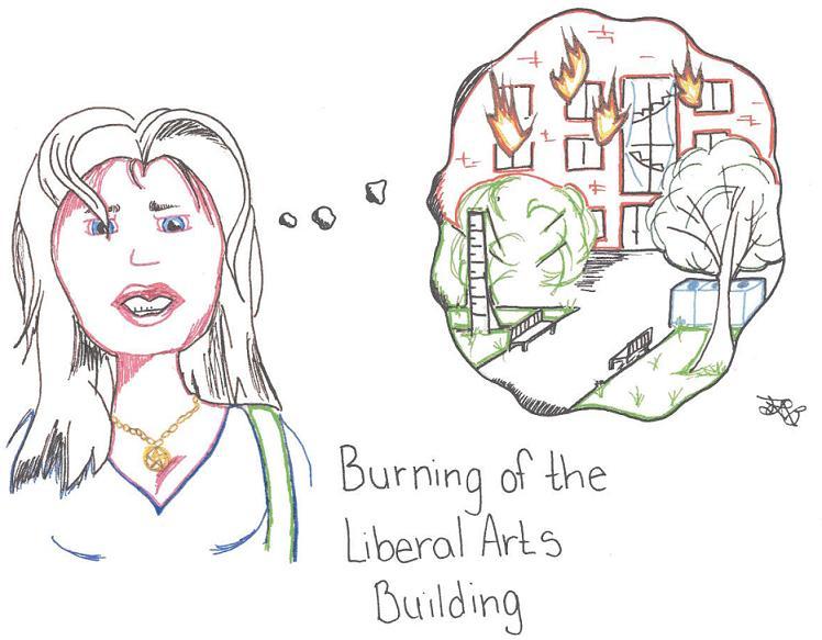 Burning of the Liberal Art's Building" by Shakinala