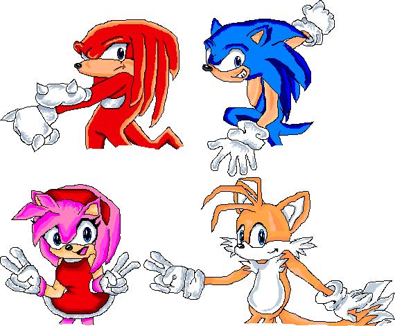 Knuckls, Sonic, Amy & Tails *MS Paint* by Shan-chan