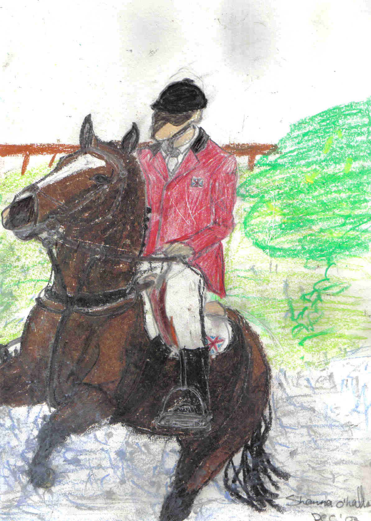 Horse (Drawn in oil pastels) by Shawna