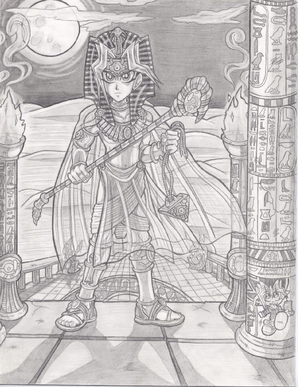 Pharaoh yami in a temple by Shinigami
