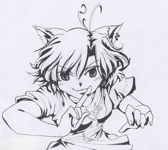 Evil Neko-sama (pen) by ShiroiNeko1989