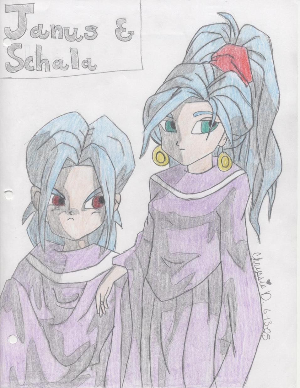 Janus and Schala (my second pic with shading! wow. by Shiv_Freak