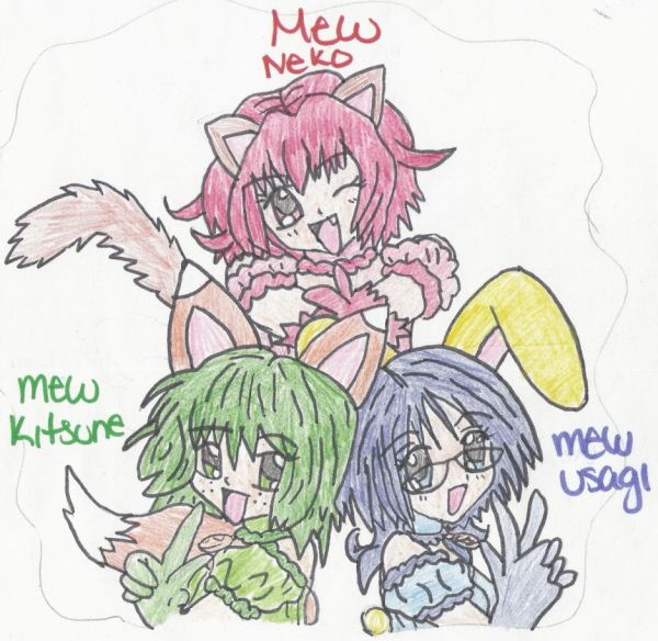 Mew Neko Usagi and Kitsune by ShyKittyGirl
