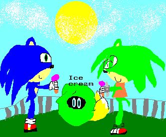 Sonic and Manic eating ice cream (RQ from crashson by Siberthelioness