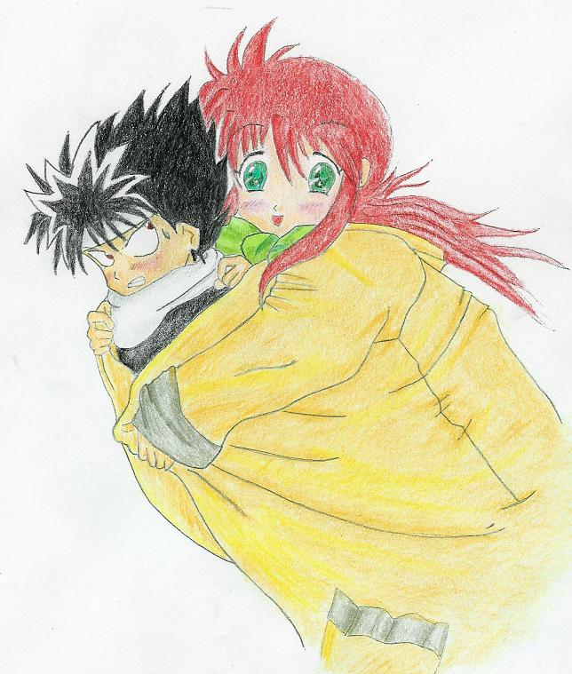 hiei and kurama in a coat X3*COLORED!* by SilverKitsune