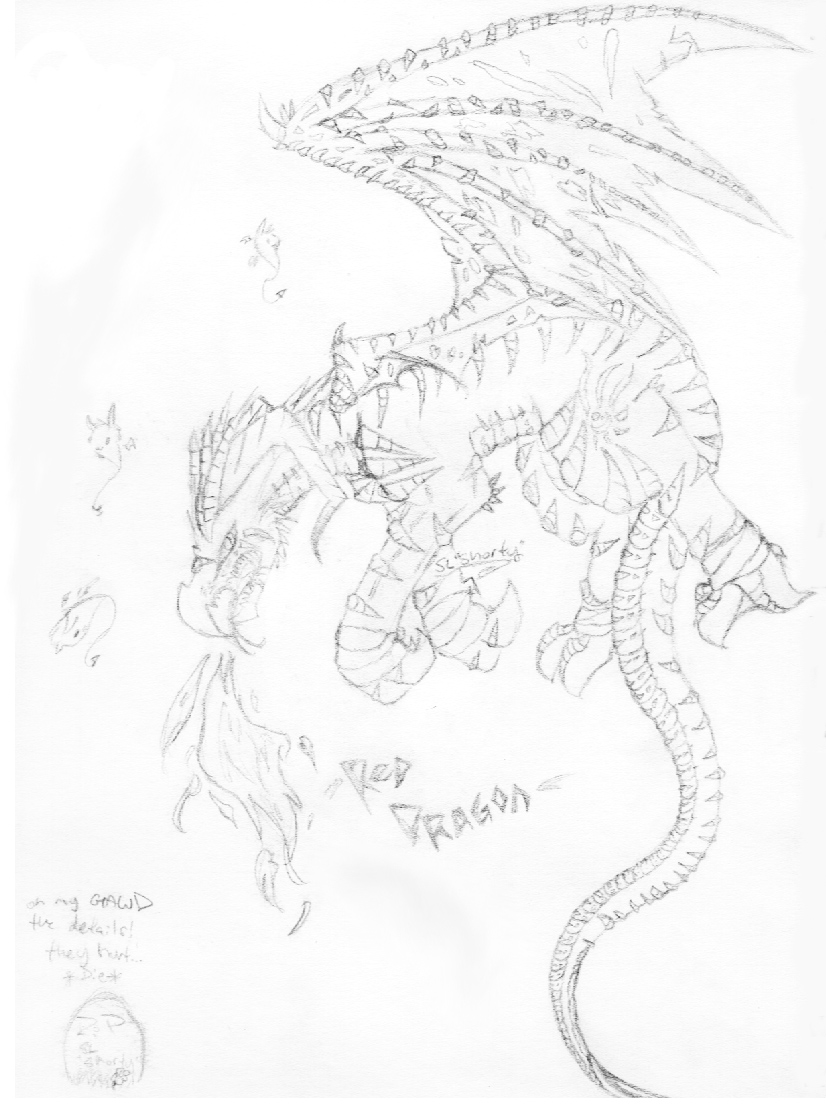 Red dragon sketch by SilverLiger