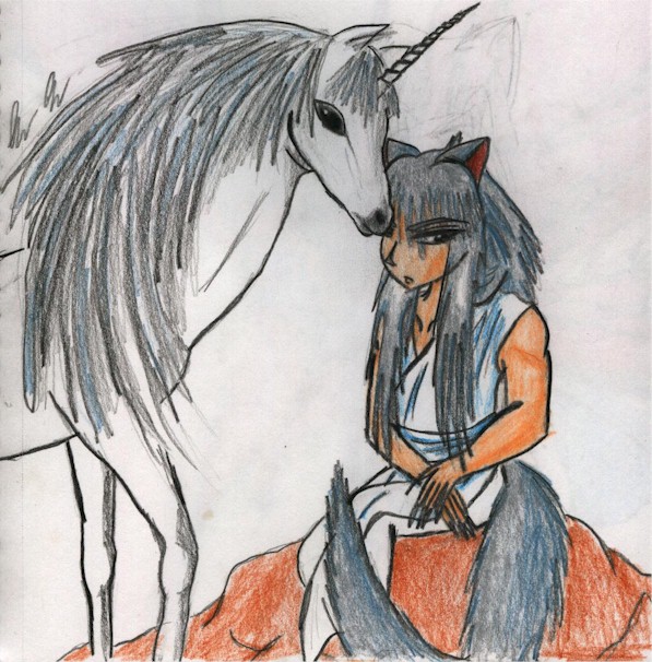 Youko & the Unicorn by Silver_Fox_theif