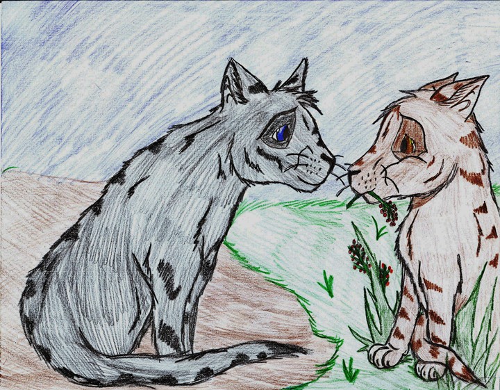 Crowfeather and Leafpool by Silverfeather