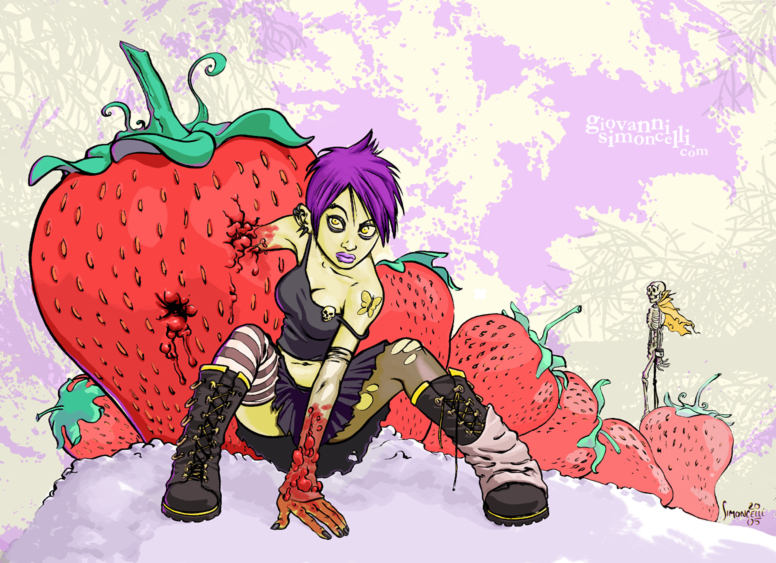 goth strawberries by Simoncelli