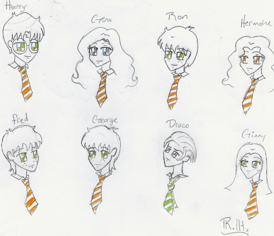 My own Harry Potter chibis by Sirengina