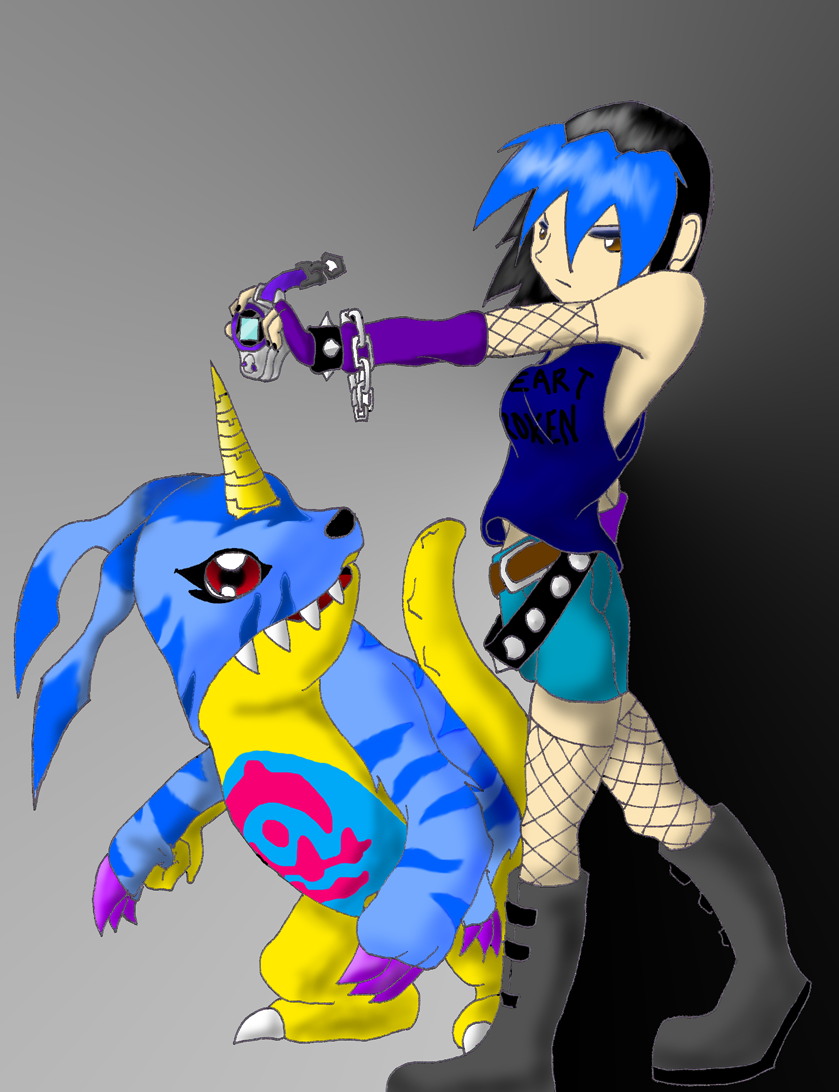 Tsukino and Gabumon Request for Sharp_fang by SixDigit