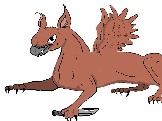 Gryphon with knife by Skinar