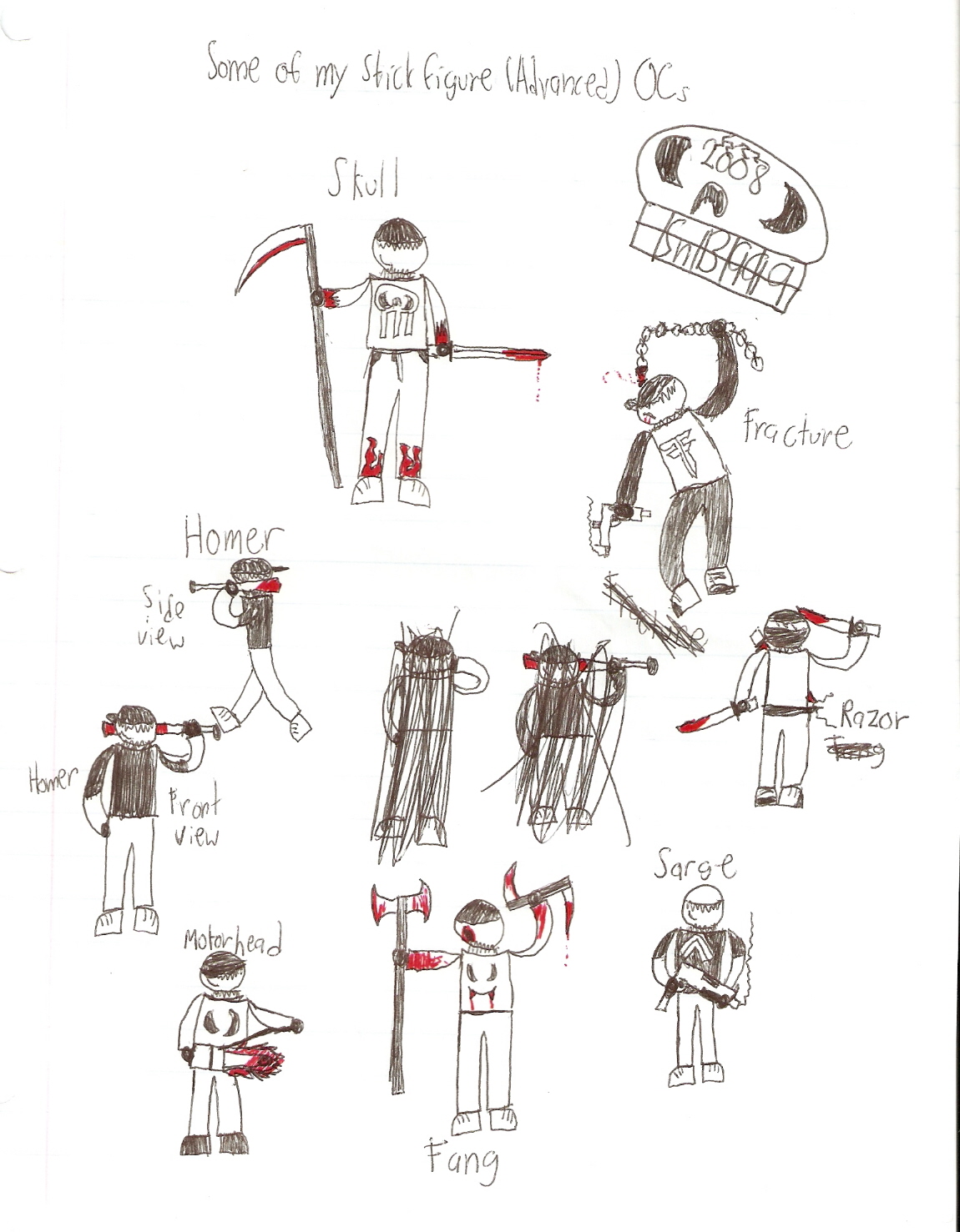 Some of mah Stick figure OCs by Skullnbones999