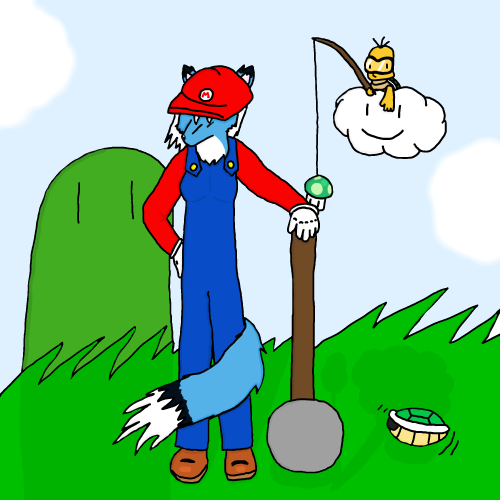 Sky cosplaying as mario by SkyThing