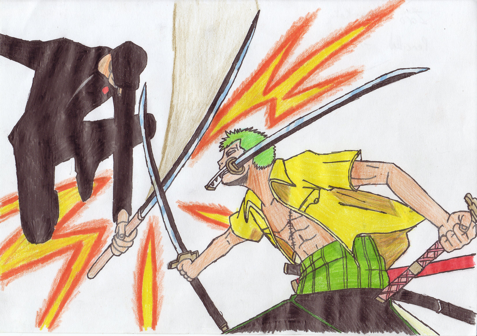 Zoro vs Kaku in colour by Slifer_Girl_2308