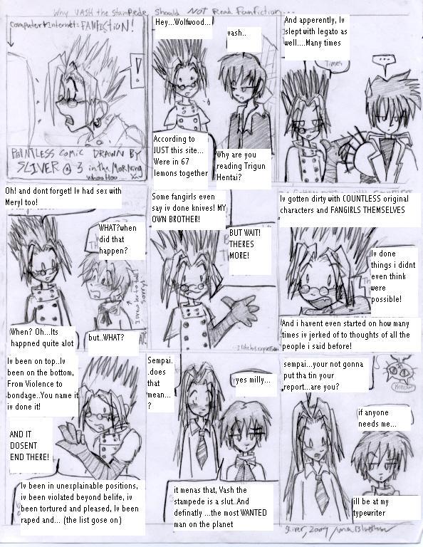 Why Vash should not read Naughty Fanfiction.... by Sliver