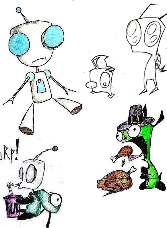 Zim and Gir doodles by Smilie_R