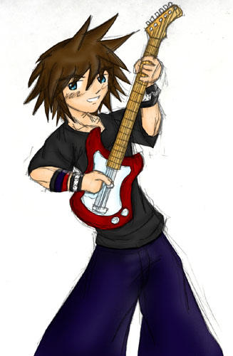 GAH! Sora's playing the guitar! Run! by Snake_Eyes