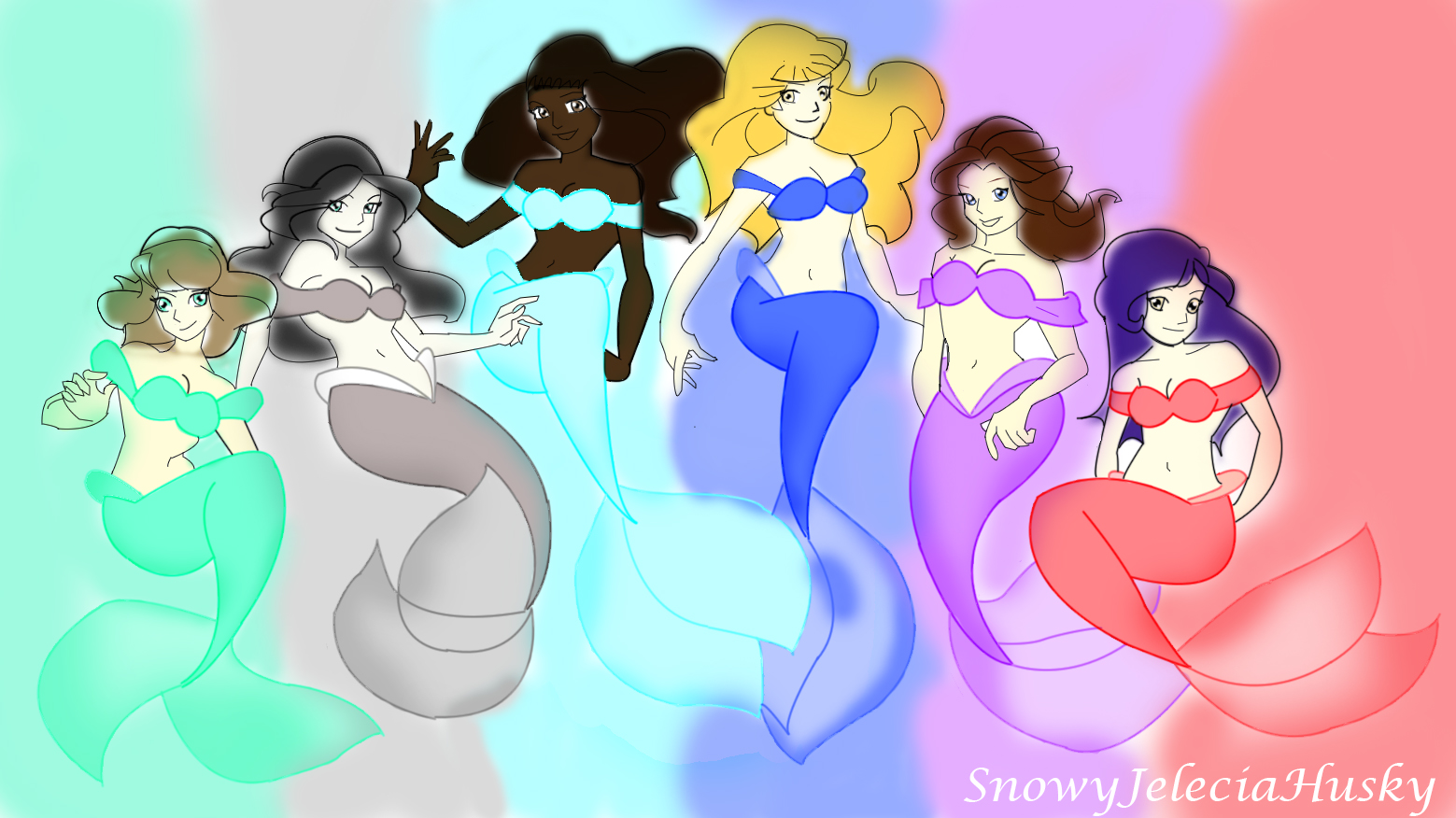 The GX Six as The Little Mermaid by SnowyJeleciaHusky