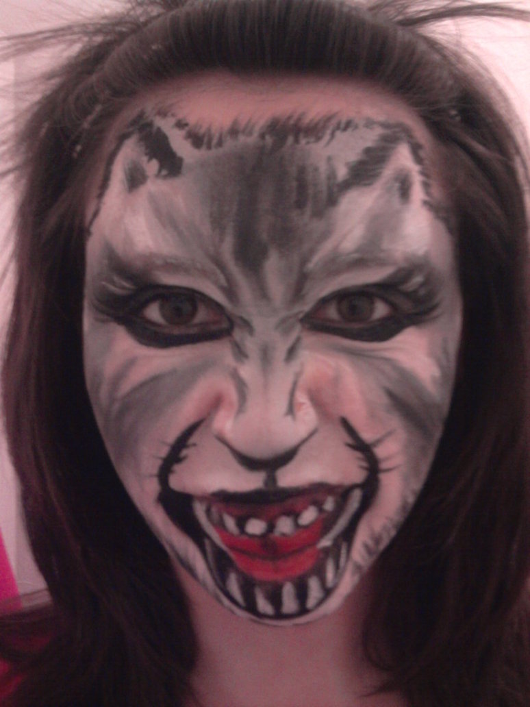 Scary wolf face painting by SofeSmity