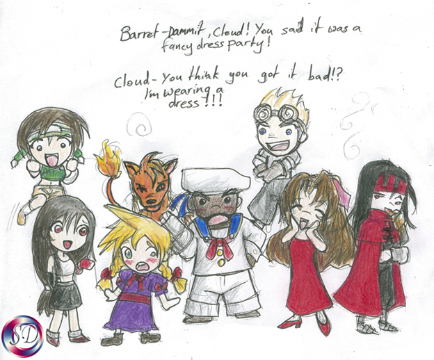 FF7 Fancy Dress Party by SolitaryDreamer