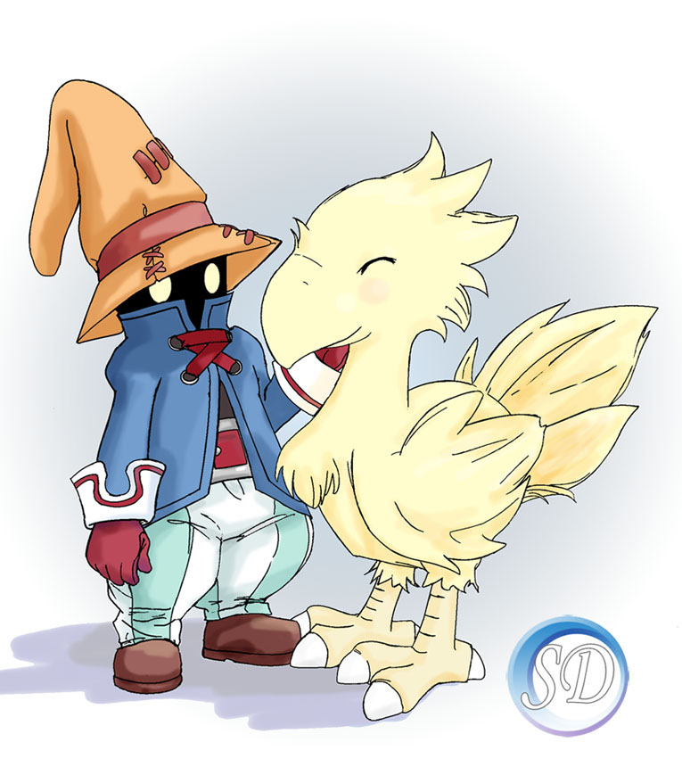 Vivi and a Chocobo by SolitaryDreamer