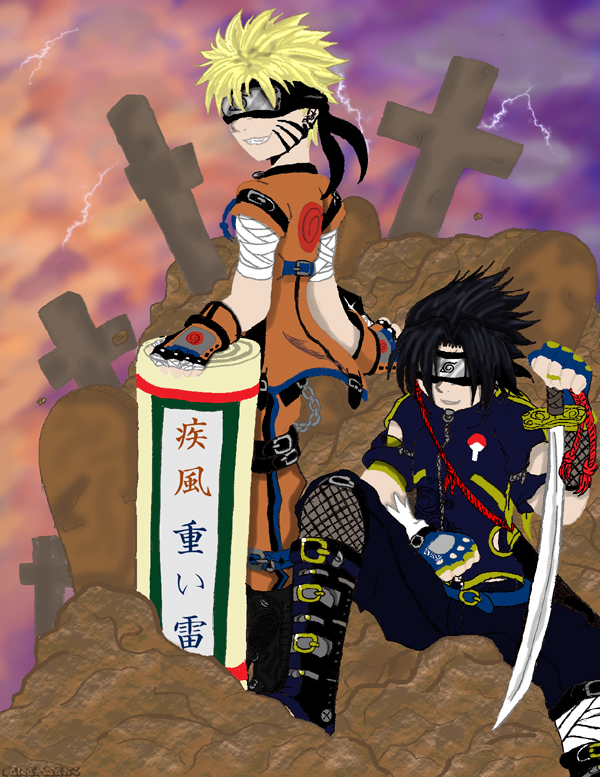 Naruto &amp; Sasuke - Blindfolds (colored) by SoloAzume