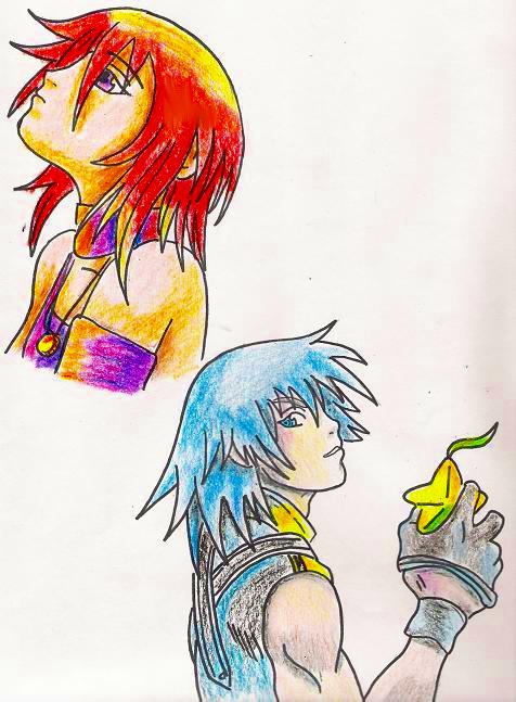 Kairi and Riku by SoloWolf