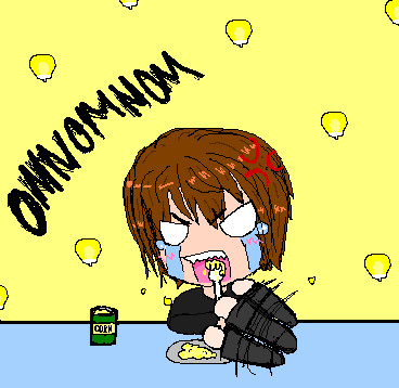 Raito... eating creamed corn...? For Cryptooo by SomekindofFreak