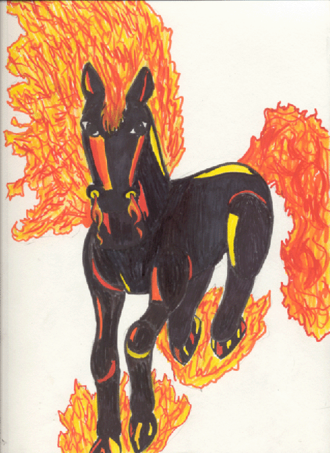 Fire Horse inked (requested by OnyxRaven) by Sonari_RavenWing