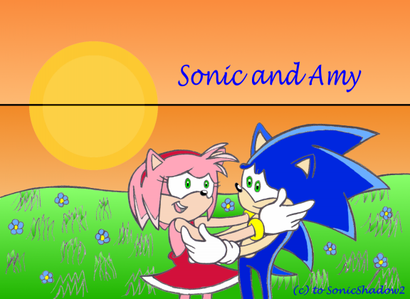 Sonic and Amy Enjoying the Sunset- A Remaked Pic by SonicShadow2