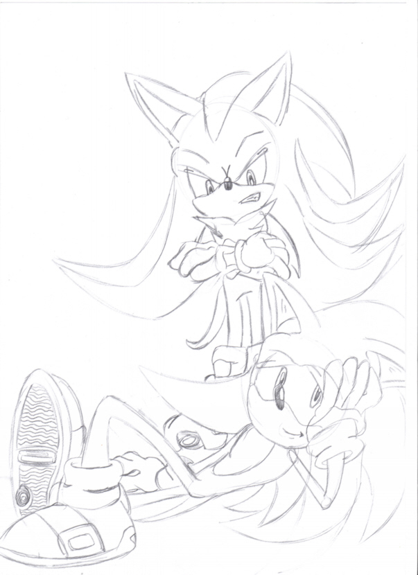 Sonic & Shadz rough for Sonicknuxfan* by Sonic_Riders_Freak