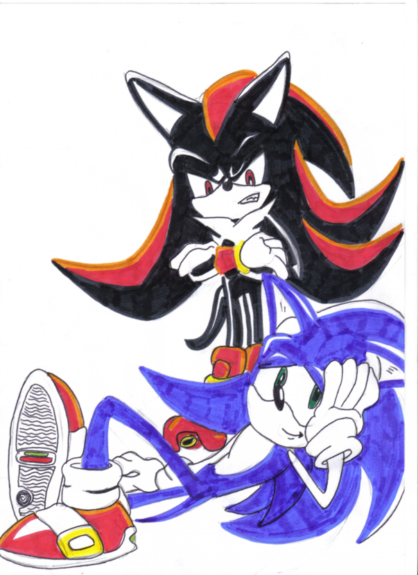 Sonic & Shadz Coloured 4 Sonicknuxfan! by Sonic_Riders_Freak