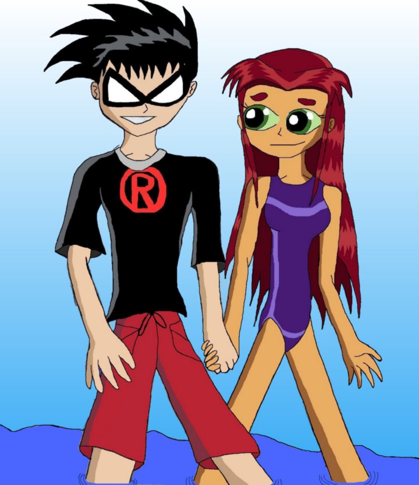 Robin/Starfire at the beach( hot sonics request) by Sonic_the_Titan