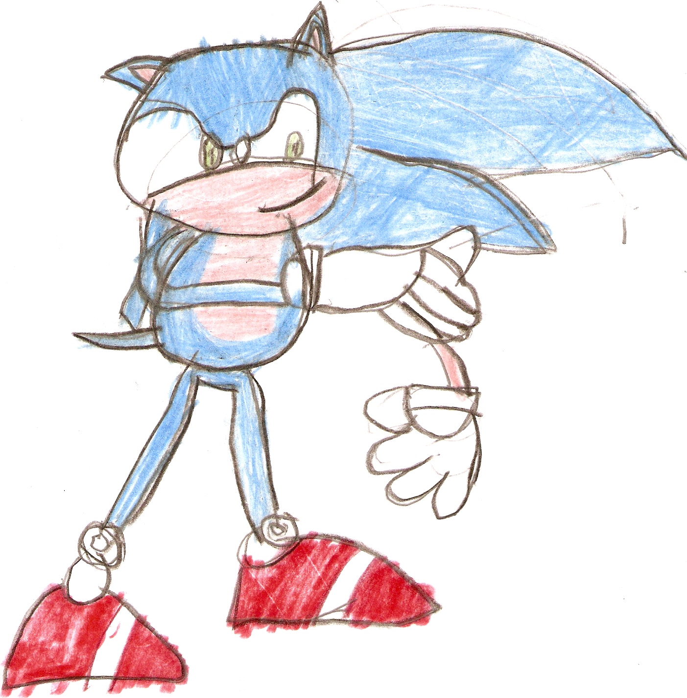 first attempt at drawing sonic by SonicfanXDXDXD