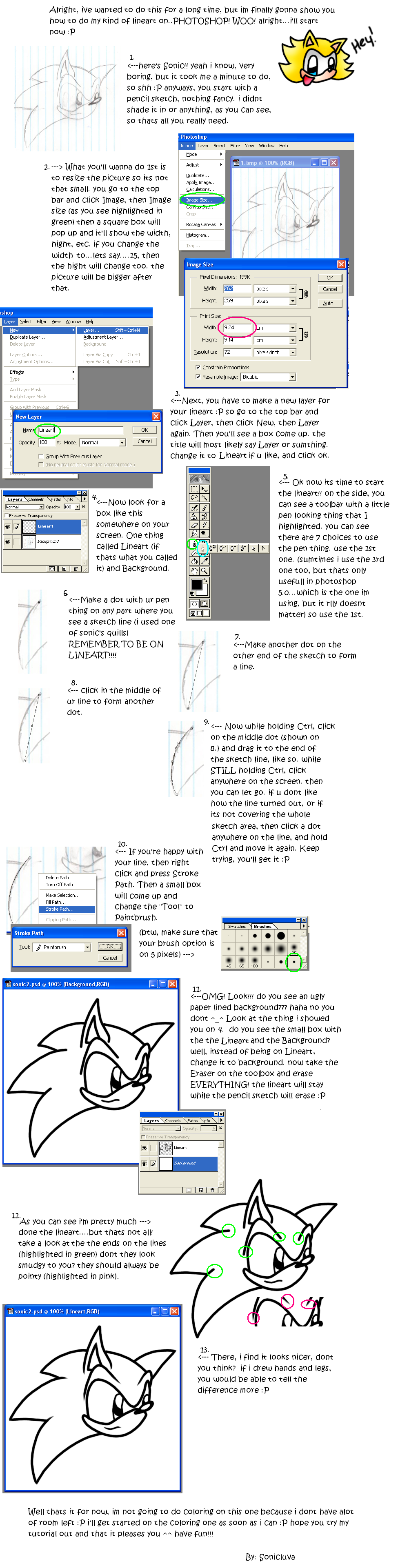 Lineart Tutorial by Sonicluva