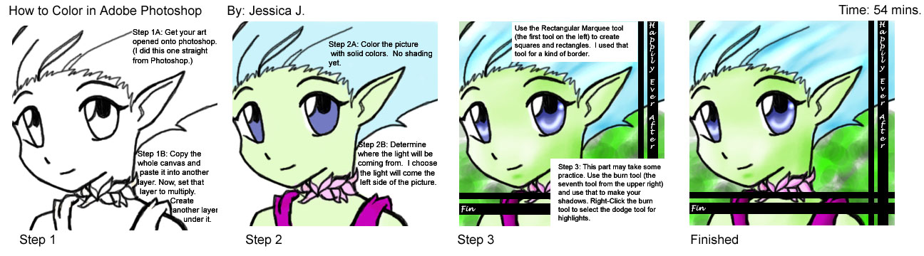 How to color in Adobe Photoshop tutorial by Sorceress_Ultimecia