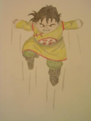 Young Gohan leaping in the air by Sota