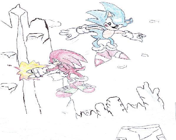 Sonic vs. Knux by Spade_Hedgehog