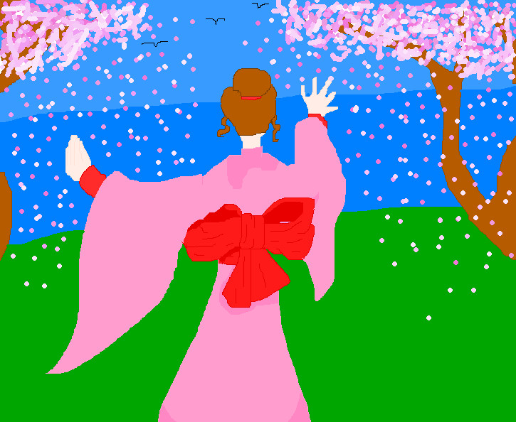 Kimono Girl Among the Cherry Blossoms by Sparkly_Bubble_Butterfly